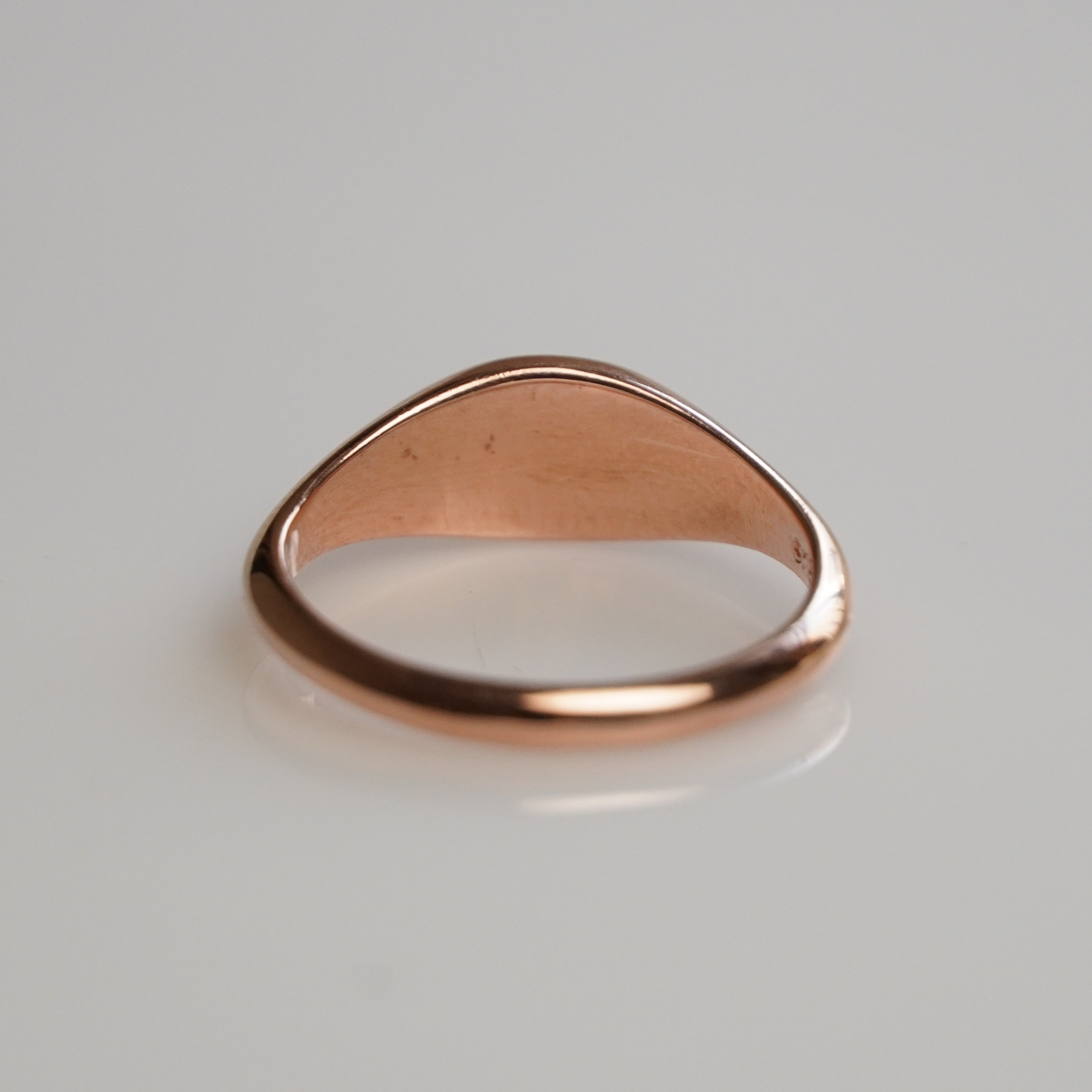 925 Sterling Silver Classic Rose Gold Oval Ring with Floral Stamp for Women