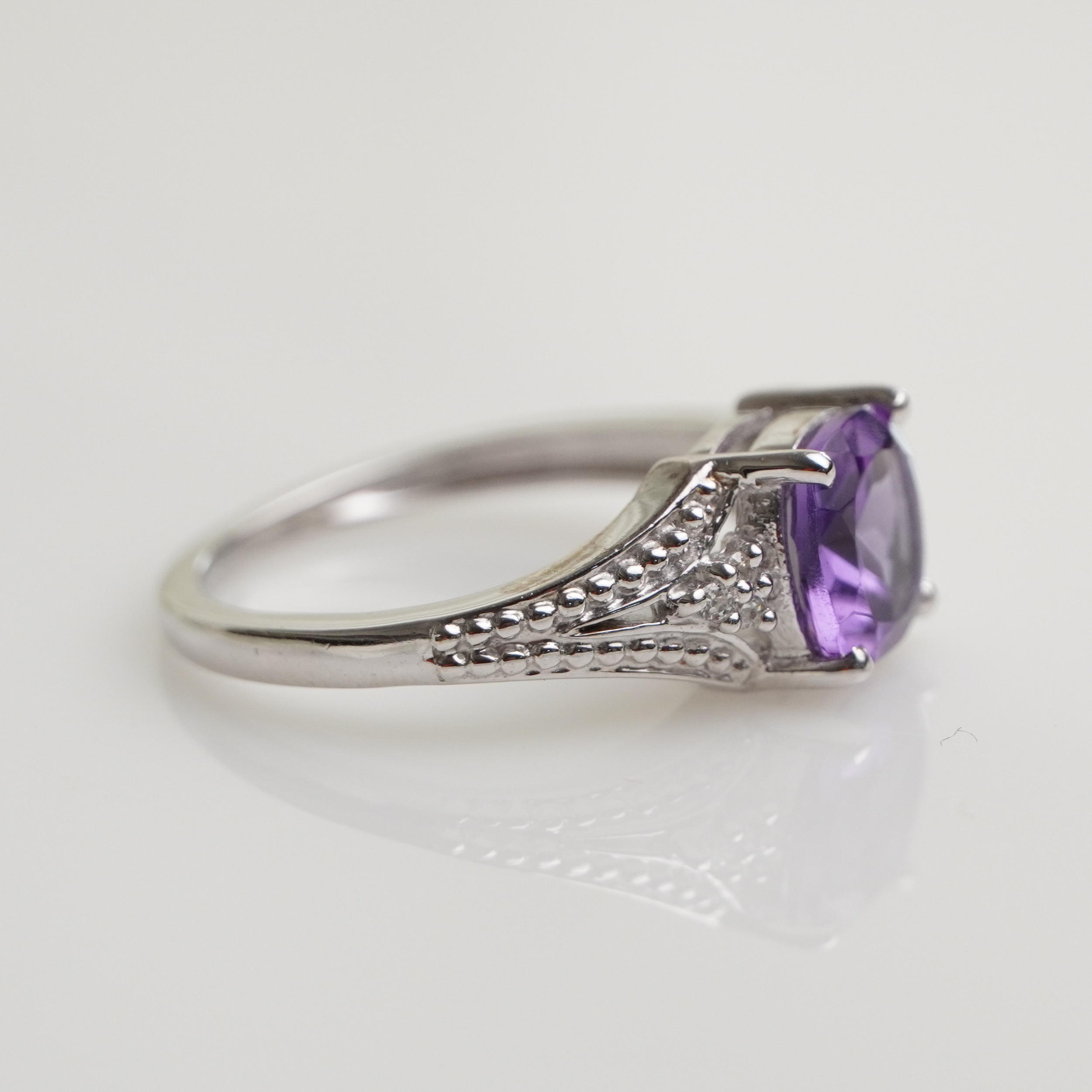 925 Sterling Silver Royal Cushion Amethyst Stone ring for Women